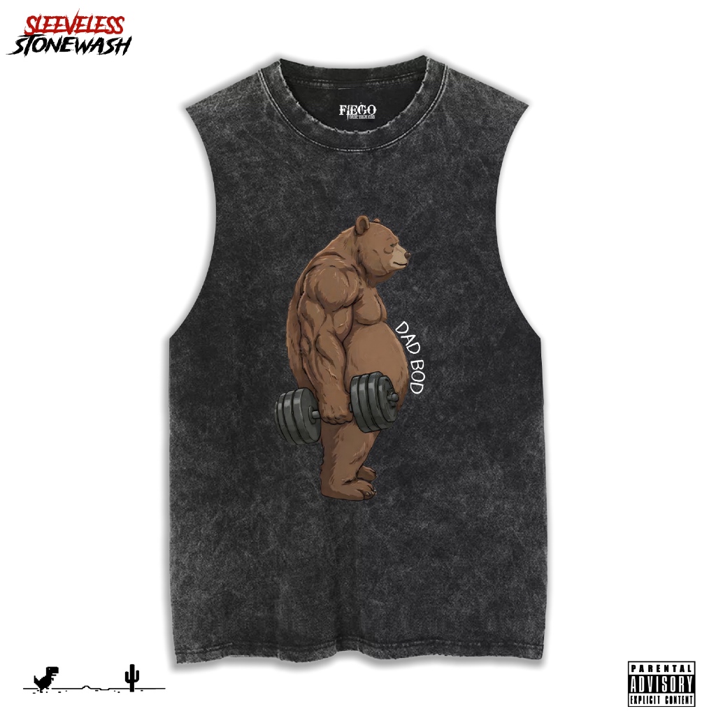 Fiego GYM BEAR BD | Premium slim Singlet T-Shirt | Stone Wash
