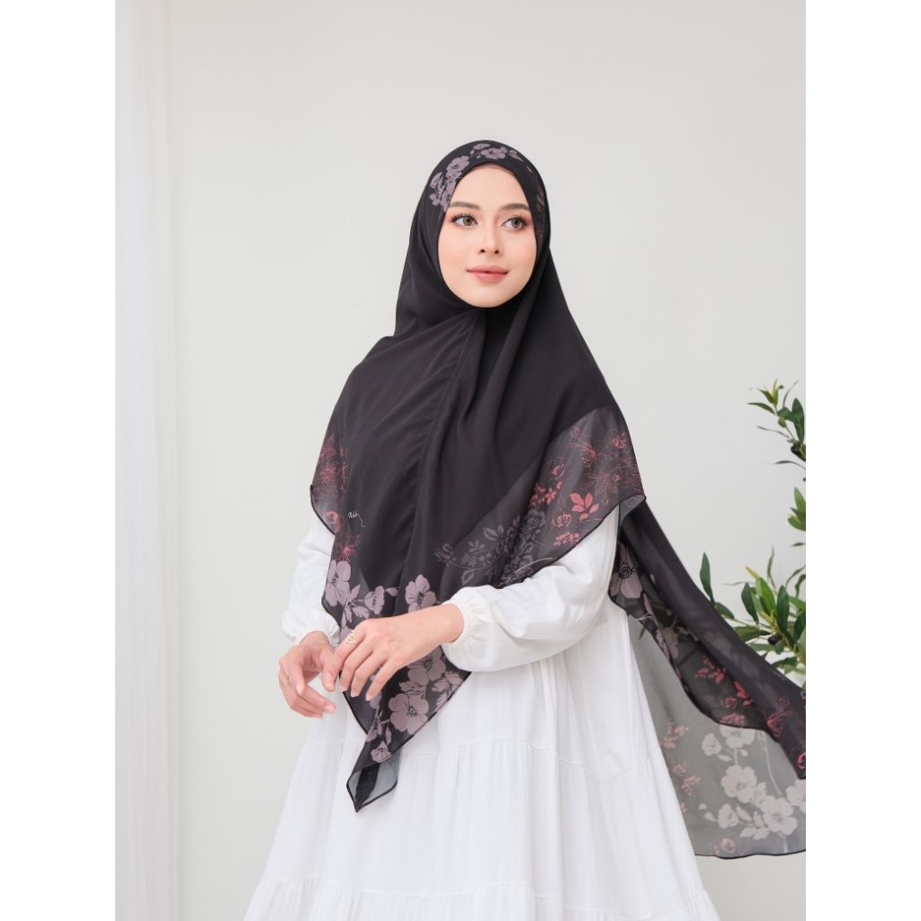 Nola Khimar Printing Vol 45 Hijab Instan 2 Layer Syar'i Model Belakang Oval Ceruty Panjang Kerudung 
