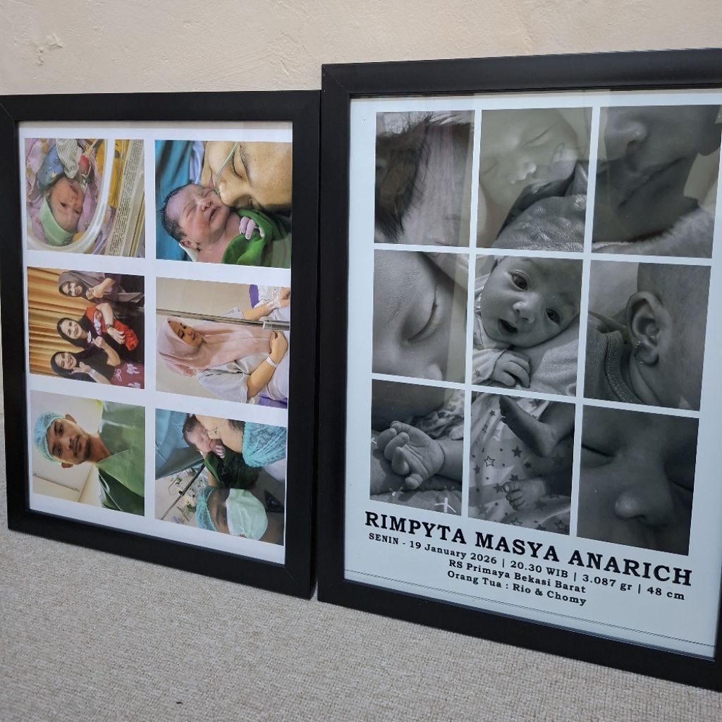 CETAK FOTO BIODATA BAYI NEWBORN + BINGKAI KACA 17R