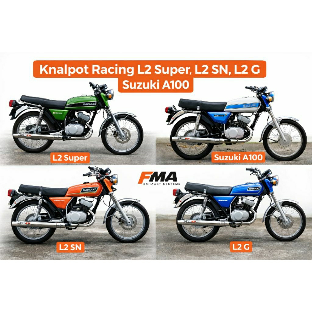 KNALPOT STANDARD RACING UNTK YAMAHA L2 SUPER ,L2 N, L2 SN & SUZUKI A100