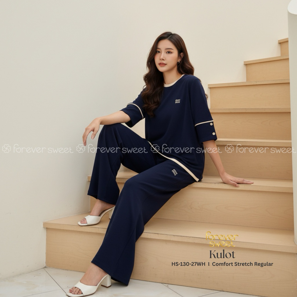FOREVER SWEET Knit Oneset Lengan 3/4 | Baju Tidur Forever Sweet