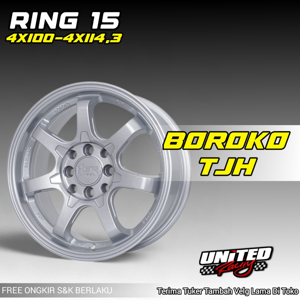 Velg Racing TE37 Ring 15 Pcd 4X100-4X100 Mobil Avanza Brio Agya HSR Boroko TJH R15 Sandy Silver