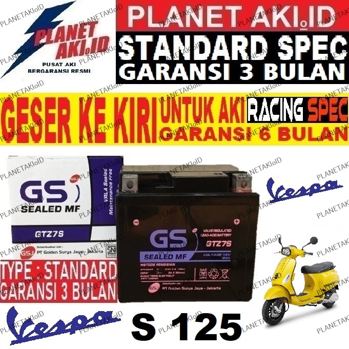Aki Motor Vespa S 125 GTZ7S Accu Kering MF