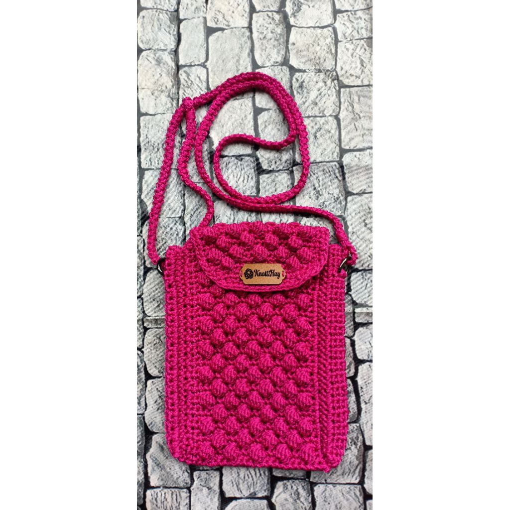 bobble bag tas rajut popcorn tas hp rajut minibag tas rajut lucu