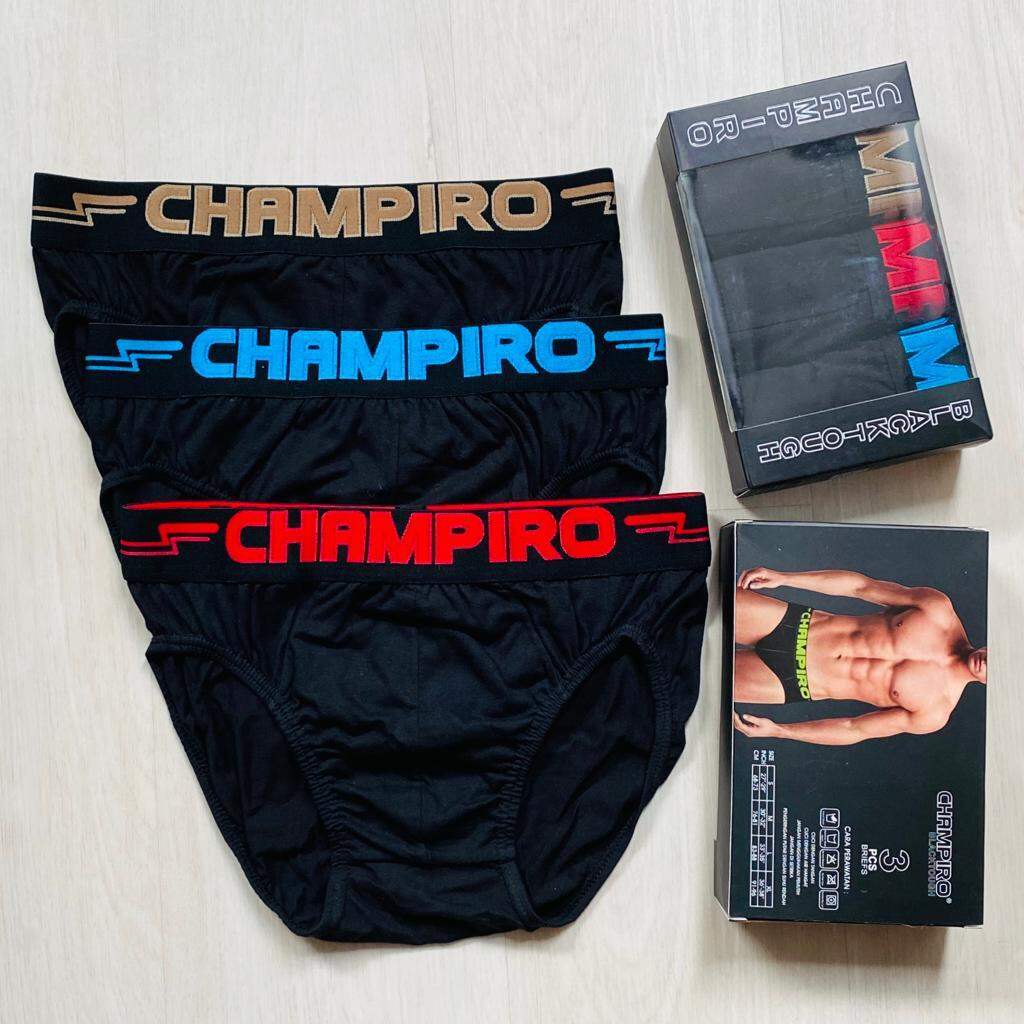 (3pc) CD pria Champiro  C0339-C // celana dalam pria sport brief CHAMPIRO Boxer Nyaman Katun - M
