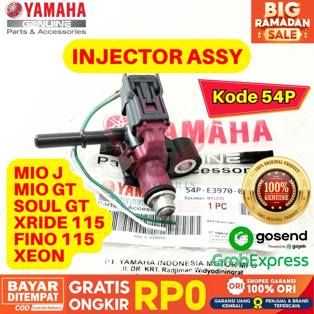 54P INJECTOR ASSY MIO J ORIGINAL YAMAHA GENUINE PARTS, INJECTOR ASSY MIO GT GARANSI RESMI, INJECTOR 