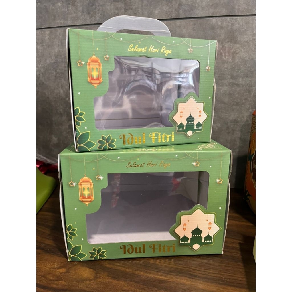 Box Lebaran Nicole Window 22x22x16cm Kotak Cake Idul Fitri Lebaran Box Hampers Kotak Cup Cake / Leba