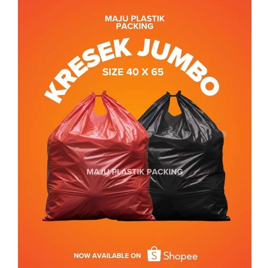 Kresek Ekonomis Jumbo Merah Hitam 40 x 65 Mengkilap