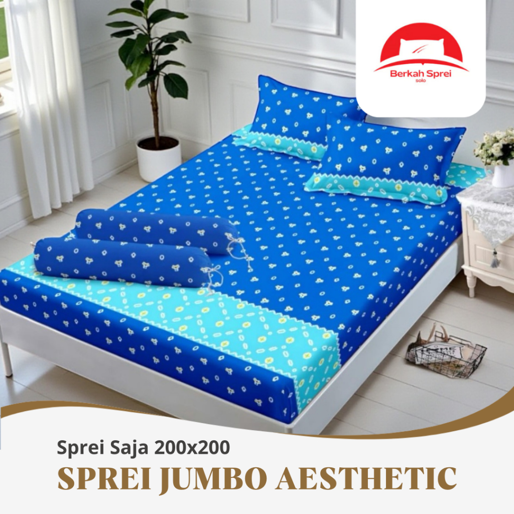 Sprei 200x200 Jumbo Motif Bunga Jumputan| Karet Sudut Tinggi 20cm | Tanpa Sarban & Sargul