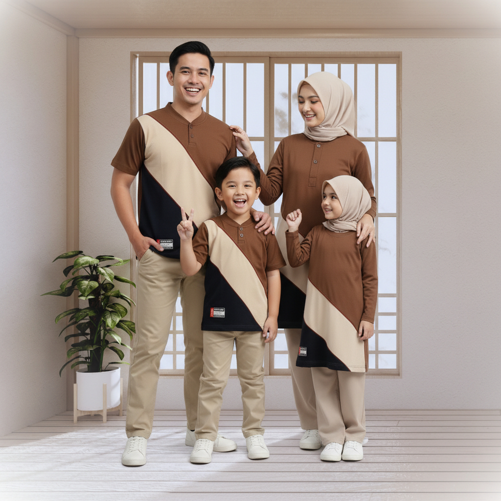Arvikids Kaos Couple Keluarga Baju Koko Tunik Family Set Muslim Kembaran  Katun Combed 30s Premium