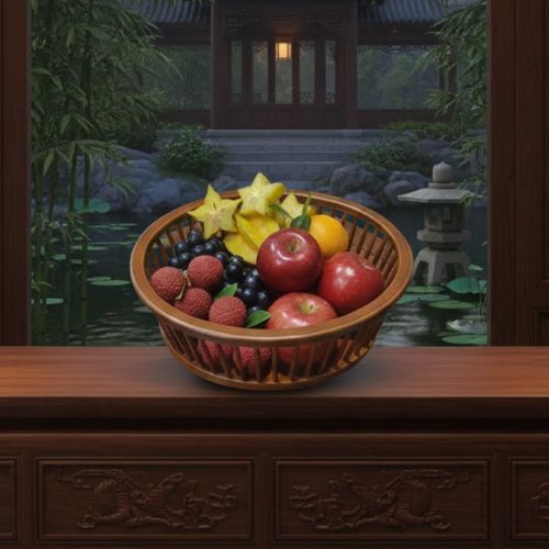 Keranjang Buah Kayu Minimalis Aesthetic - Wadah Kayu Serbaguna Jati - Nara Wooden Bowl Basket