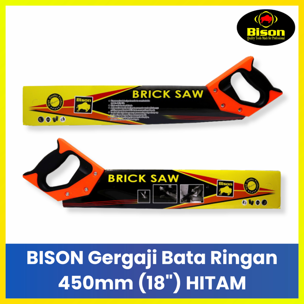 BISON Gergaji Bata Ringan & Foam Concrete 18" / Alat Potong Hebel Hitam Mata Carbide