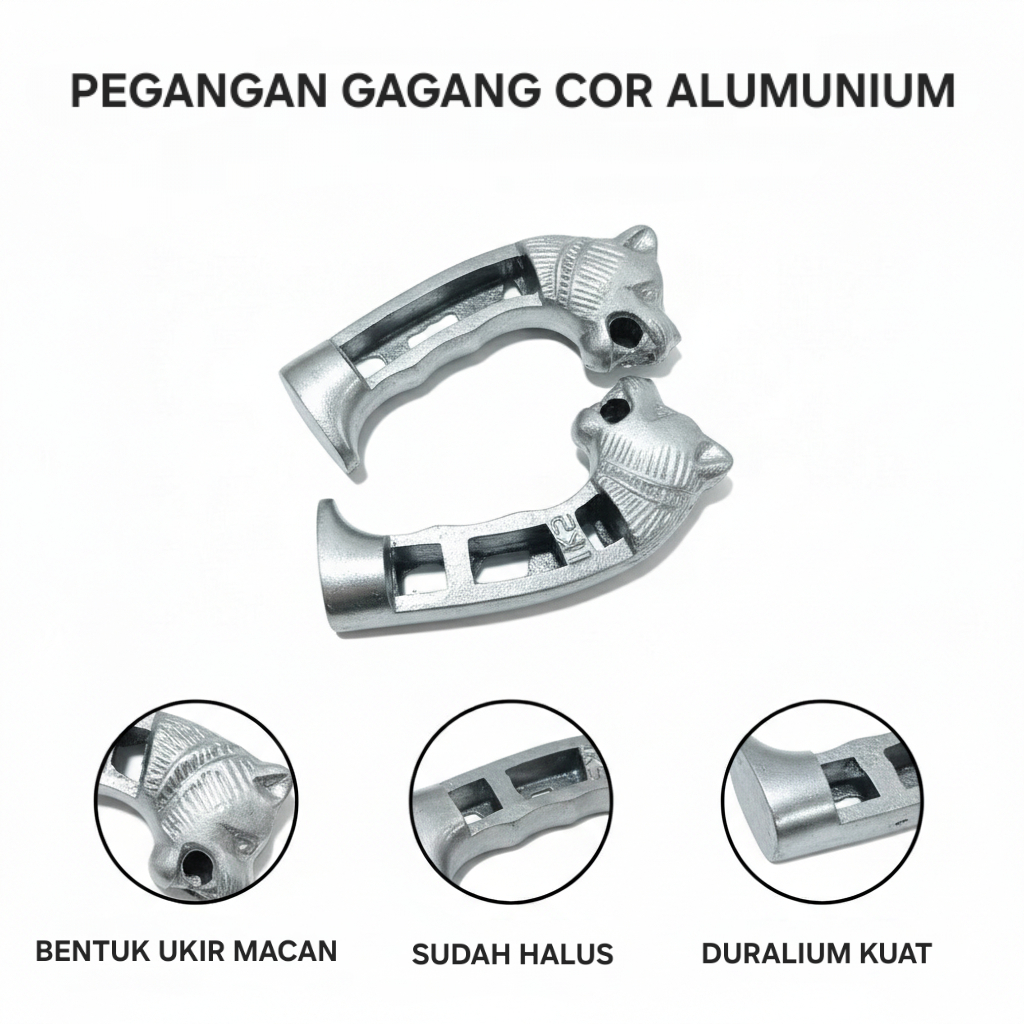Aksesoris duralium pegangan gagang golok alumunium motif macan murah cod