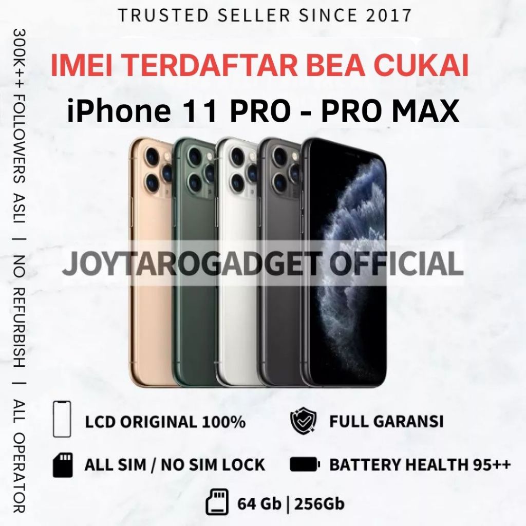 iPhone 11 pro / iP 11 Pro max  64gb 256gb imei Terdaftar BC beacukai ( Permanent ) Lcd original mulu