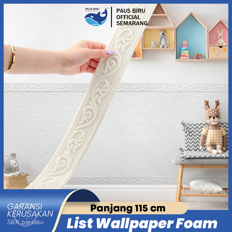 Paus Biru - List Wallpaper Wall Border Lis Wallborder Foam 3D List Dinding 3D Profil Moulding Dindin