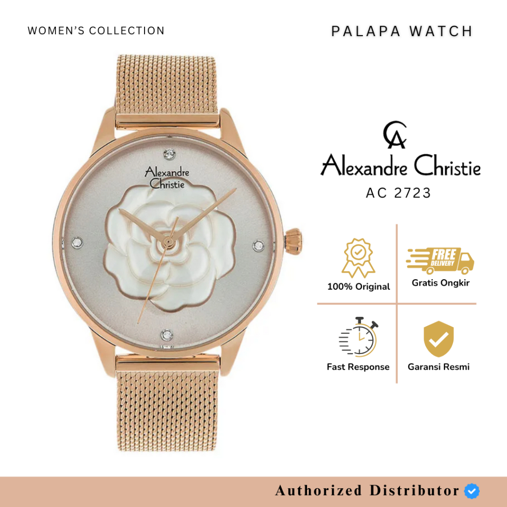Jam Tangan Wanita Alexandre Christie AC 2723 / AC2723 Full Rosegold Rantai Pasir Original