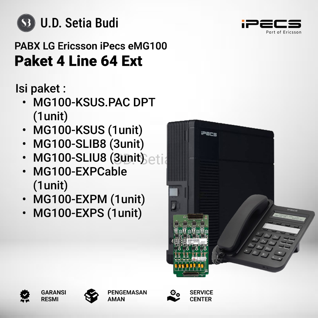 PABX LG Ericsson iPecs eMG100 Kapasitas 4 Line 64 Ext + Key Telephone