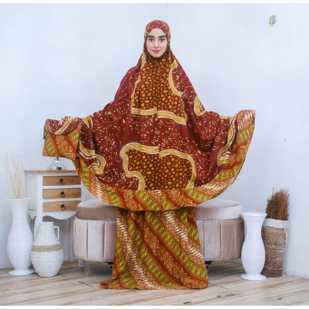 Mukena Batik Bahan Rayon Premium Adem Jumbo