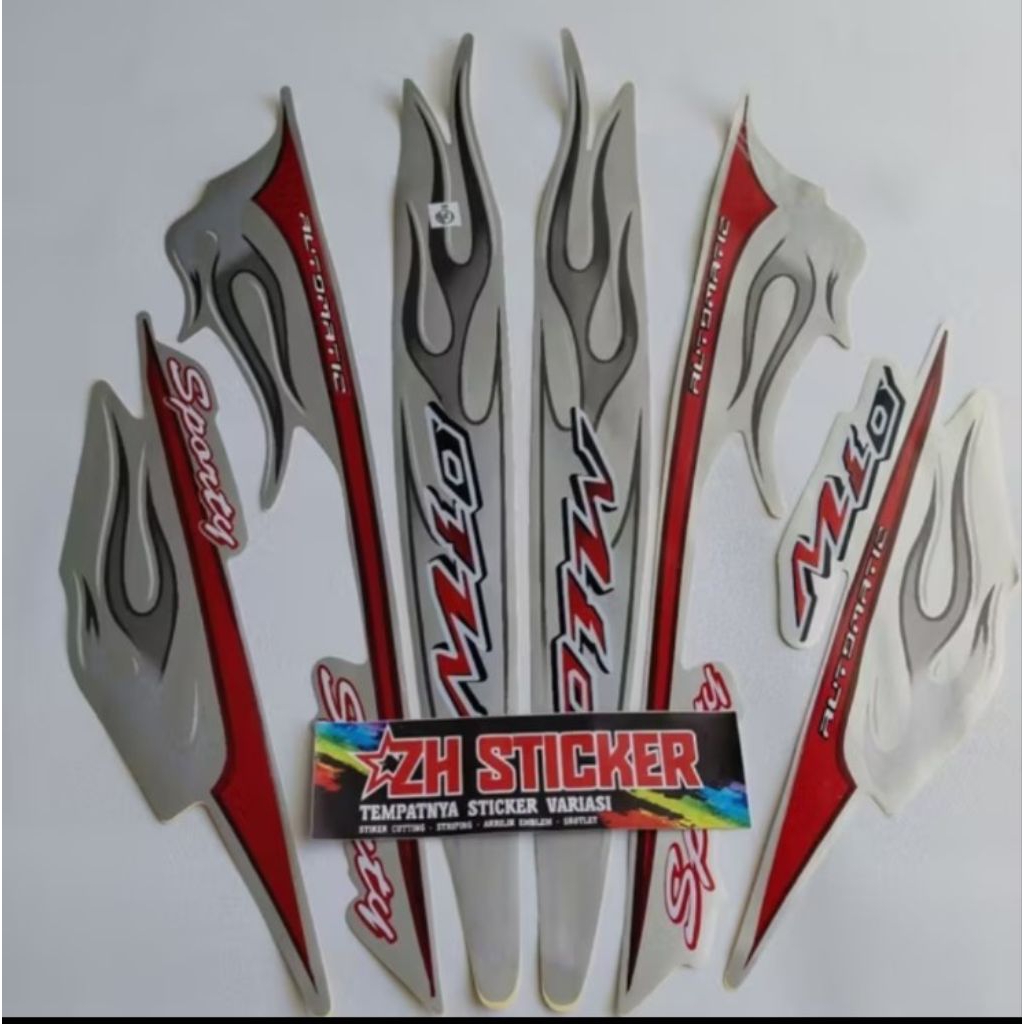 striping Yamaha Mio sporty 2007 api Lis body motor standar silver