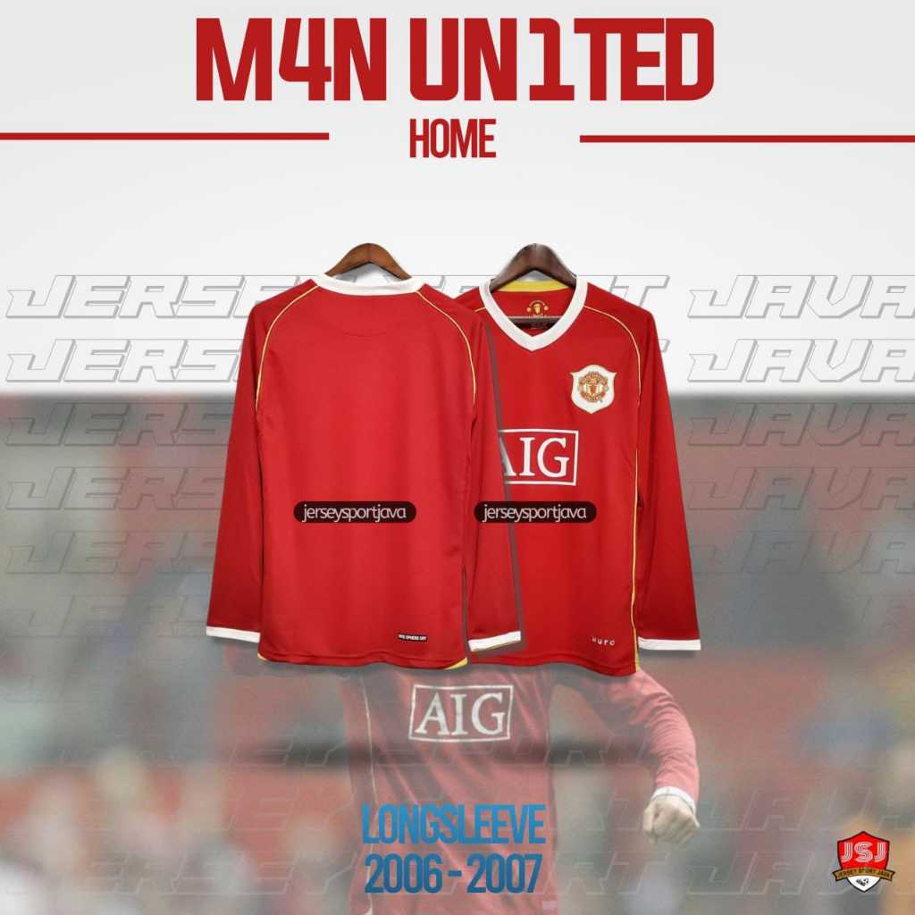 ( BISA COD ) JERSEY BAJU BOLA PRIA LENGAN PANJANG RETRO MU HOME AIG 2006/2007 GRADE AAA+ - BEST HIGT