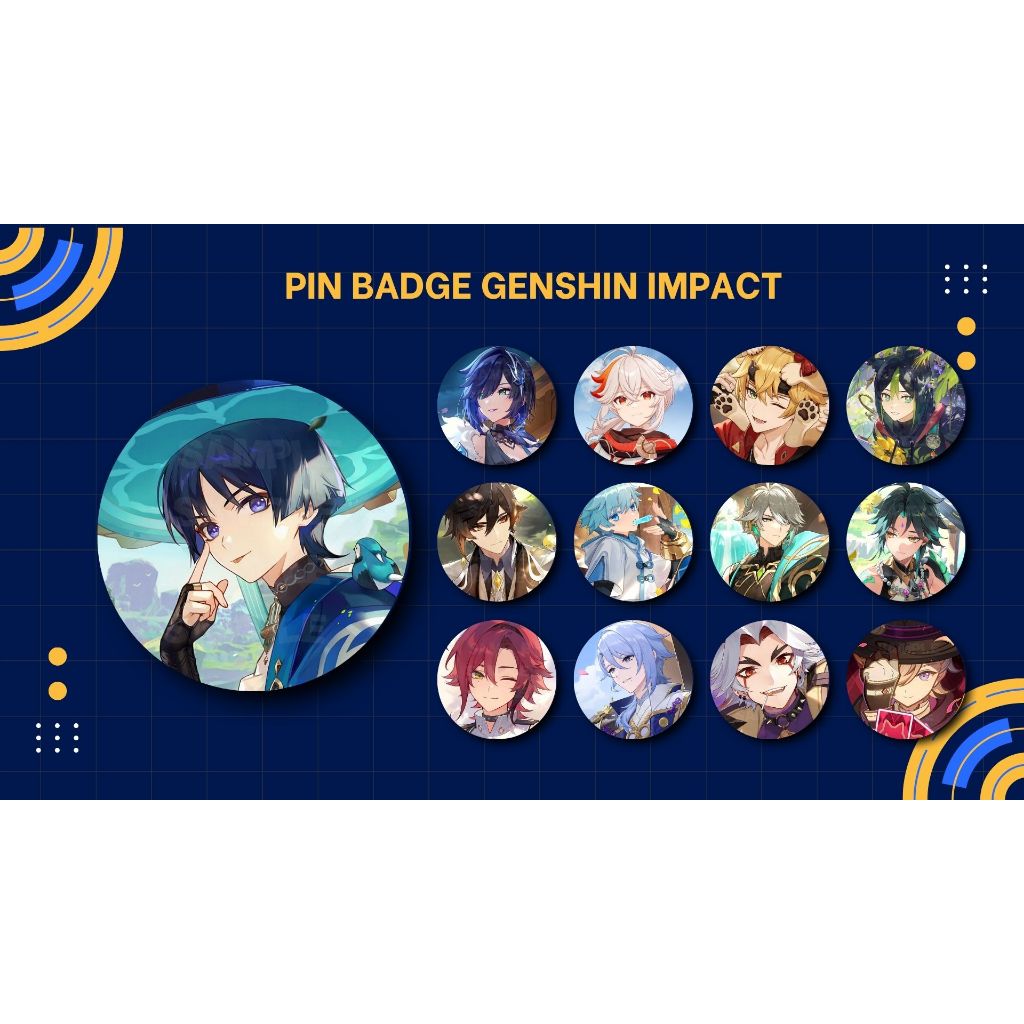 Pin Button Genshin Impact / Pin peniti Childe xio zhongli kazuha wenderer kaveh alhaitham ayato barb