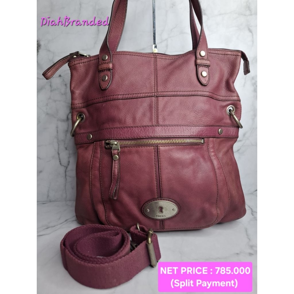 F086 - PRELOVED TAS FOSSIL MADDOX FOLDOVER  (NO KEYFOB)