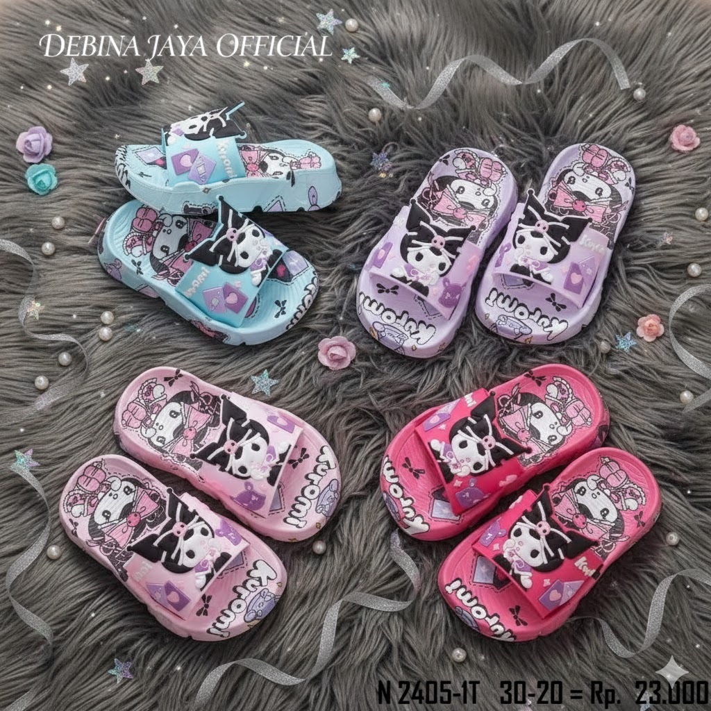 Debina jaya Official – Sandal Breslin Anak Perempuan No.24-35 – Sandal Anak Kuromi Breslin  Fashion 