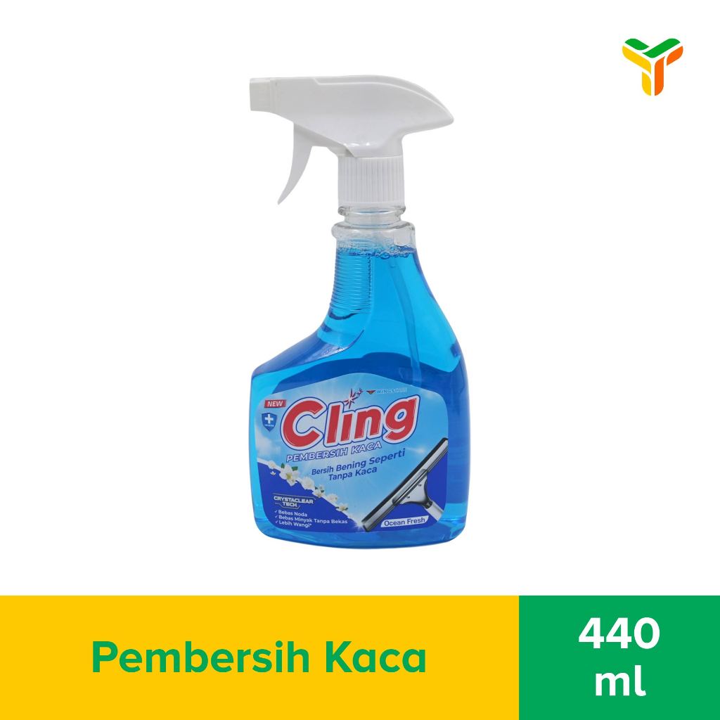 Cling Pembersih Kaca Biru Pump 425 Ml