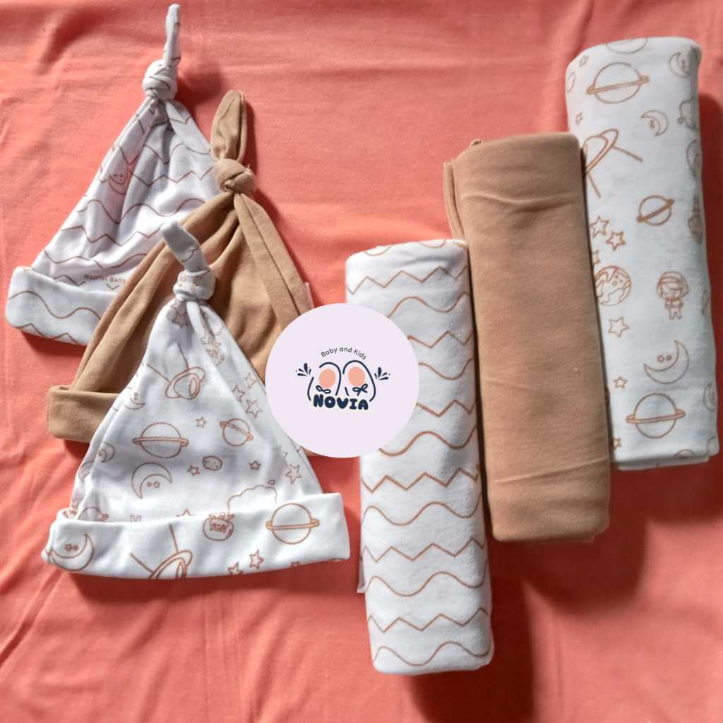 Newborn Set 3 Bedong 3 Topi Seri Coksu
