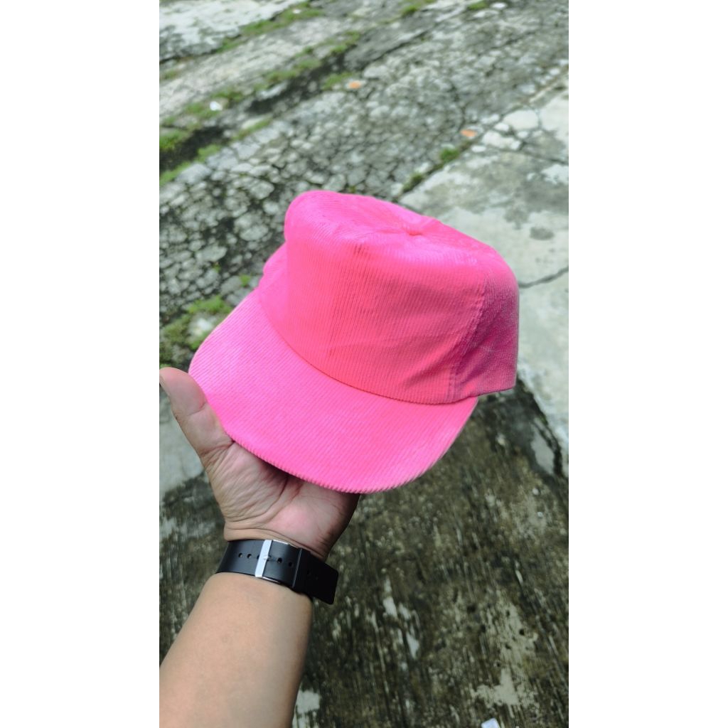topi vintage ropehat cordu pink Nissin cap