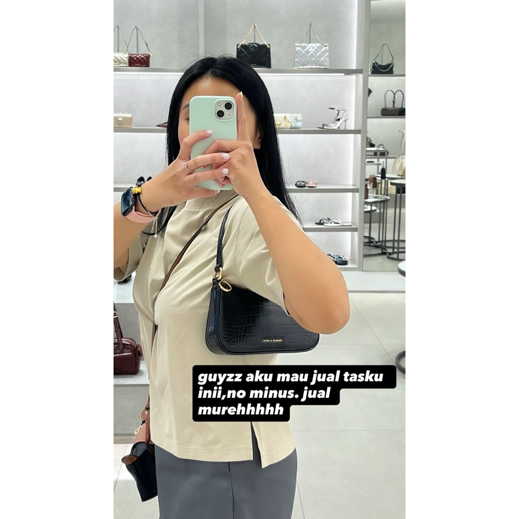 TAS BAHU BLACK CROCO CHARLES AND KEITH