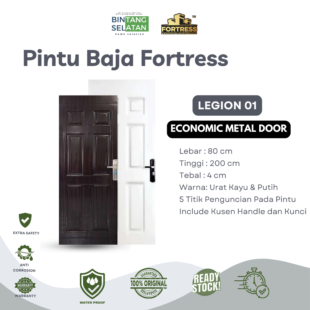 FORTRESS Pintu Baja Legion 80 / 80 x 200 cm