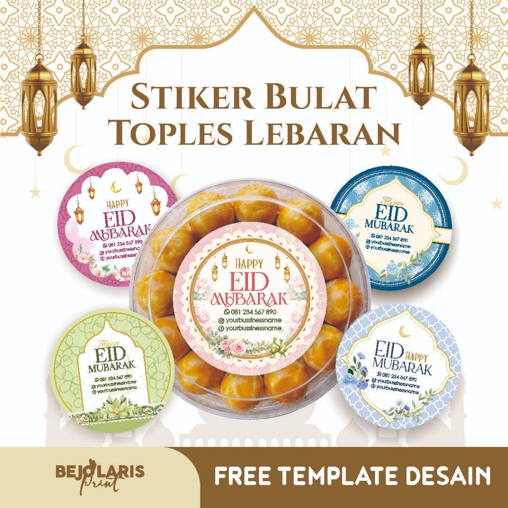 Stiker Bulat Toples Lebaran l Sticker Toples Lebaran l Stiker Toples Idul Fitri