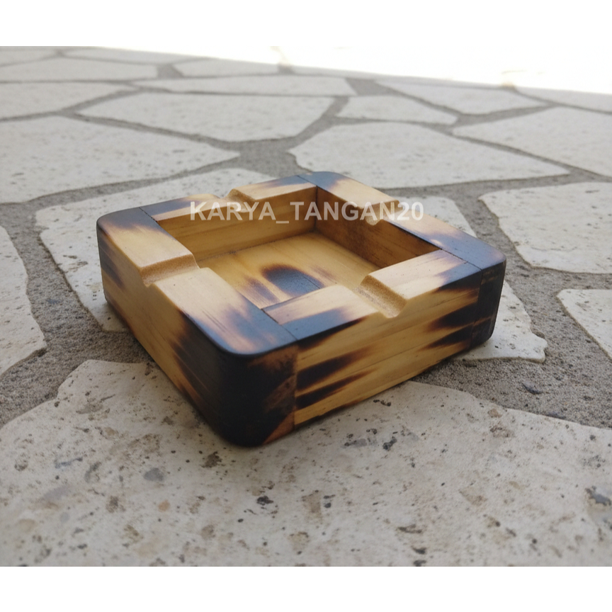 ASBAK KAYU JATI BELANDA MOTIF BAKAR MURAH
