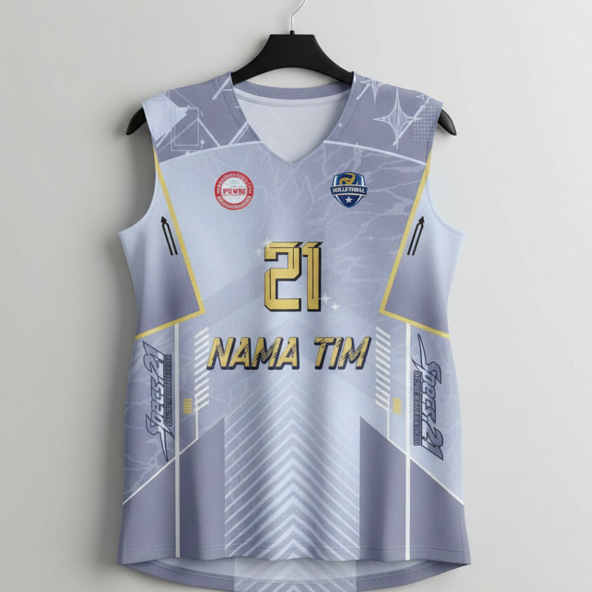 Baju Jersey Voli Singlet Sleeveless Custom - Desain Elegan Futuristik