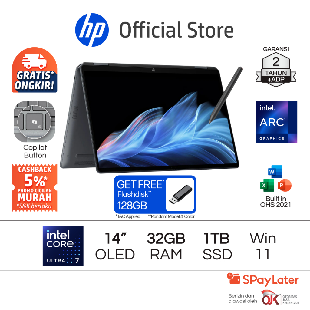 Laptop HP Spectre x360 2 in 1 - Omnibook Ultra Flip 14 [NEW] Intel Core Ultra 7 Arc 32GB RAM 1TB Tou