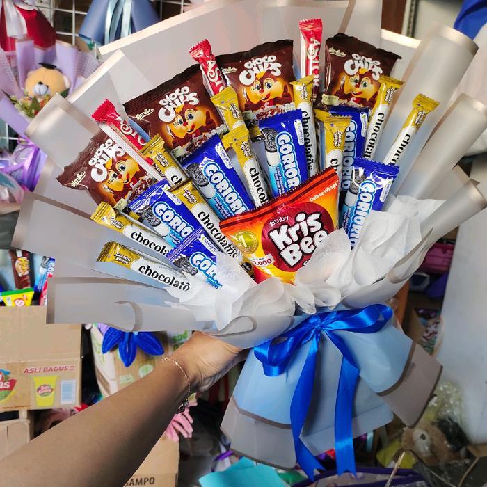 Buket Snack Ukuran L Murah - Hadiah Makanan / Buket Jajanan ukuran Besar / Gift wisuda murah