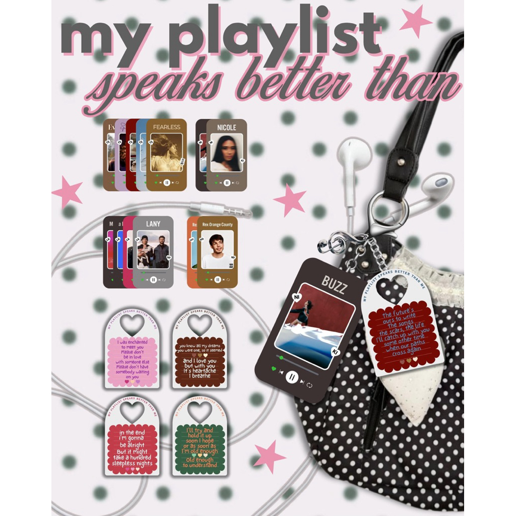 My Playslist Keychain - LANY NIKI TAYLOR SWIFT Gantungan Kunci lirik lagu