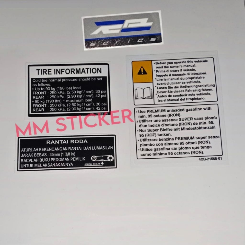 Sticker peringatan ( Tangki dan Swing Arm ) Yamaha R1 - R6