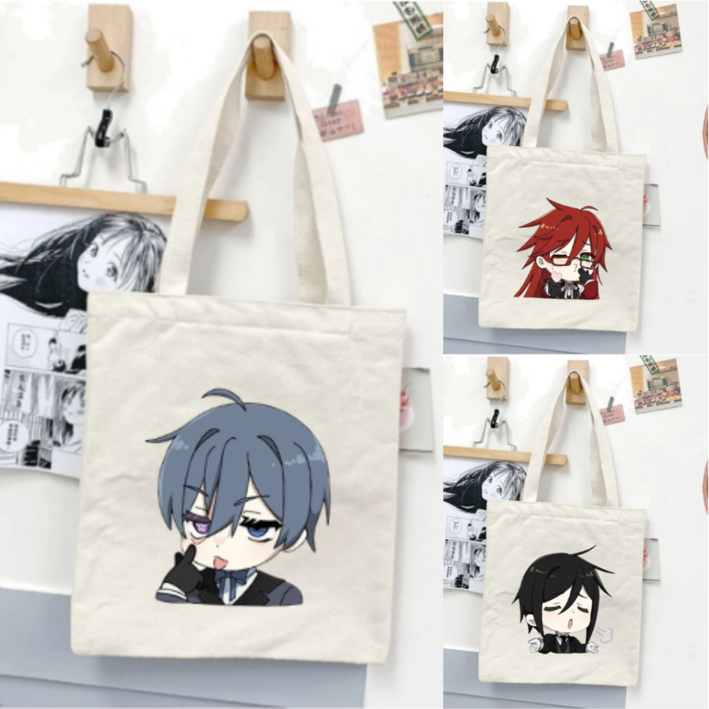 [Premium] Tote bag Black Butler Ciel Sebastian Sullivan Undertaker Tas Jinjing Anime