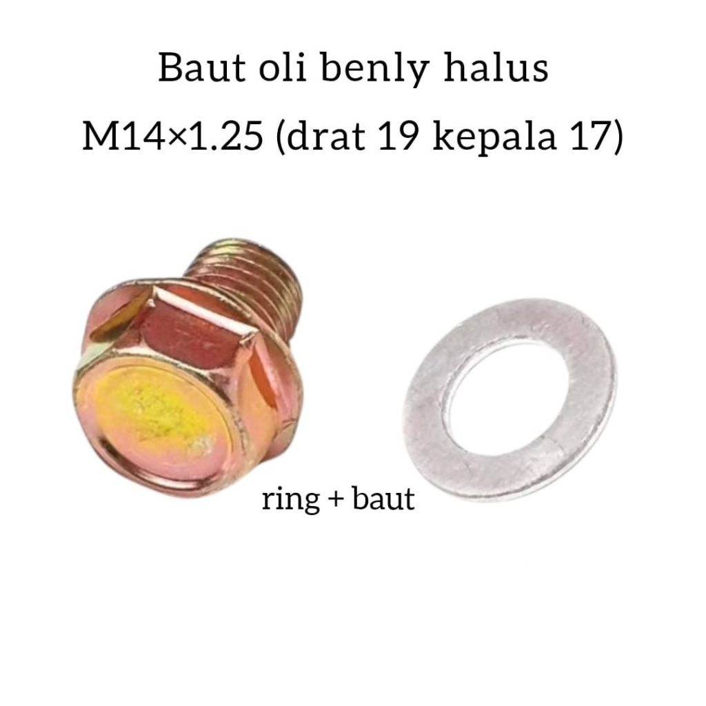 baut tutup oli benly halus M14x1.25 baut drat oli 19 kepala kunci 17