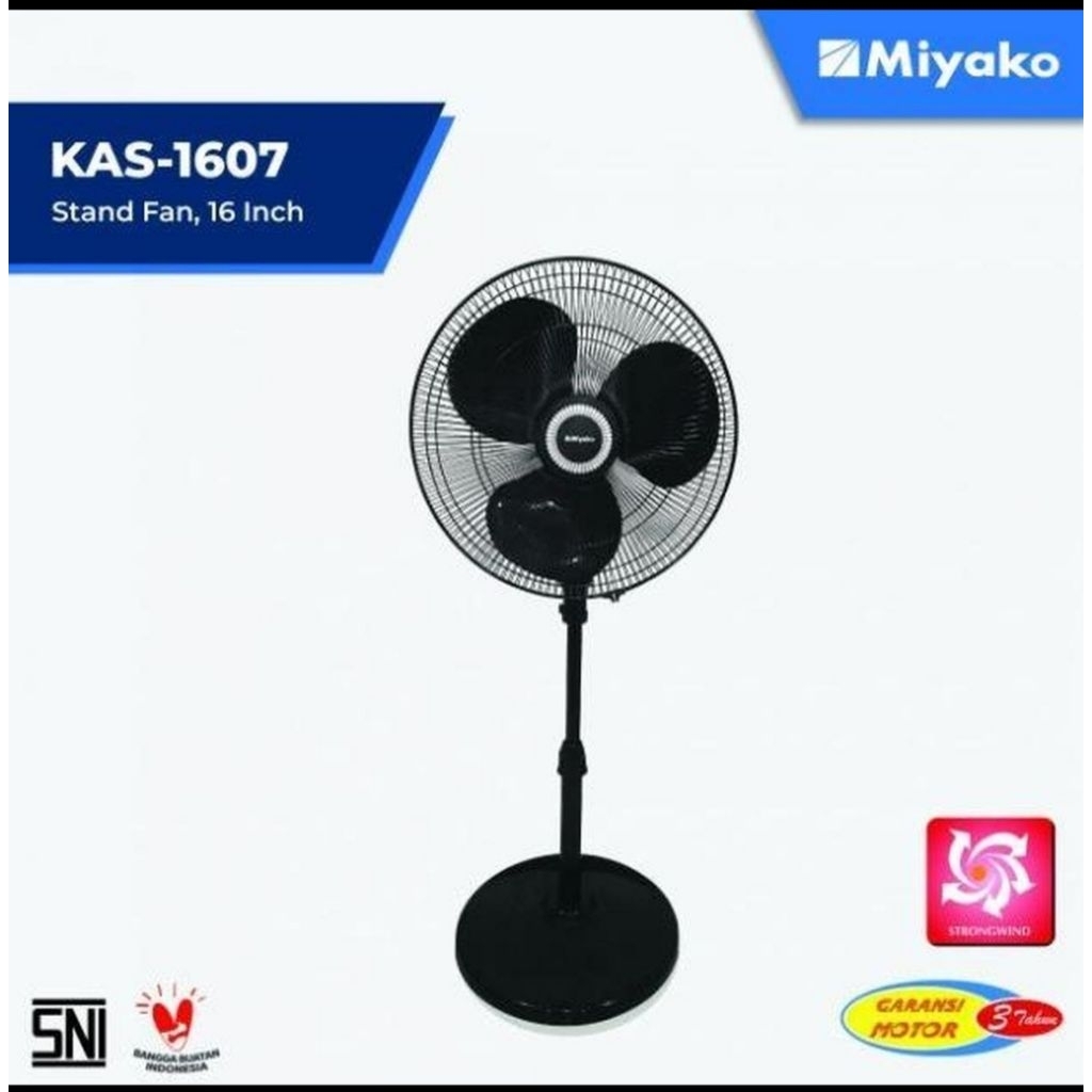 Kipas Angin 1607 Miyako Kipas Angin Berdiri Stand Fan 16"inch Miyako KAS 1607 K PL