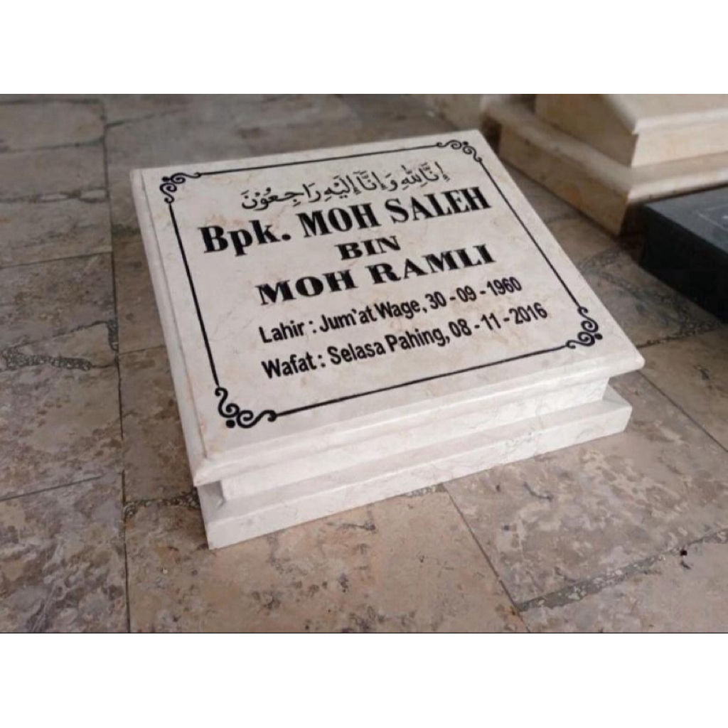 Batu Nisan Makam Marmer Asli - 30x35x20cm-Quality Premium