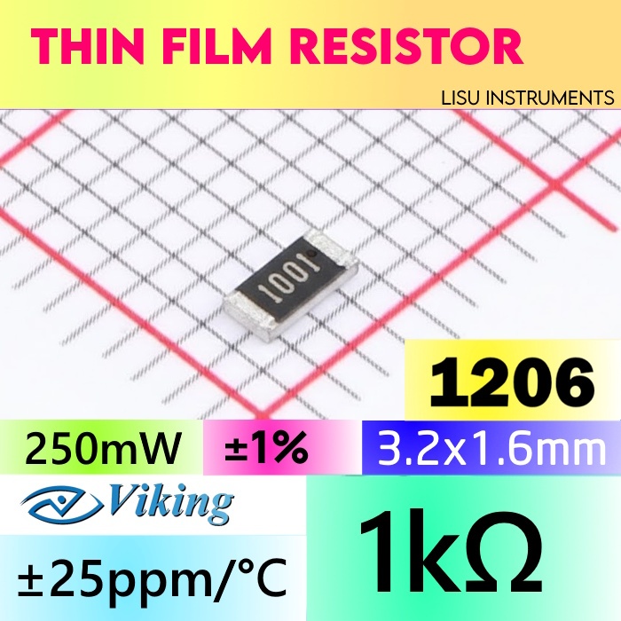 1k 1206 ±1% SMD THIN Film Resistor 1k 1001 Viking Tech ARG06FTC1001
