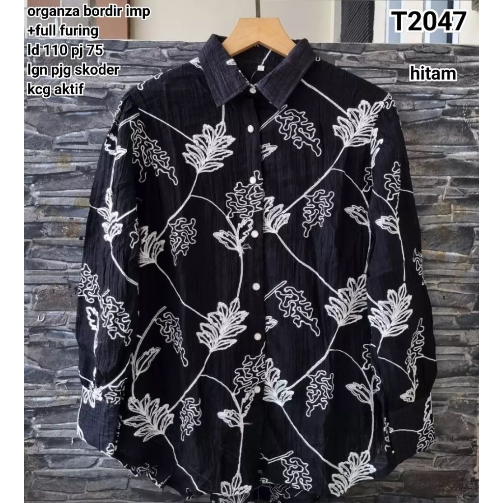 T2047 Blouse kemeja organza bordir SALE