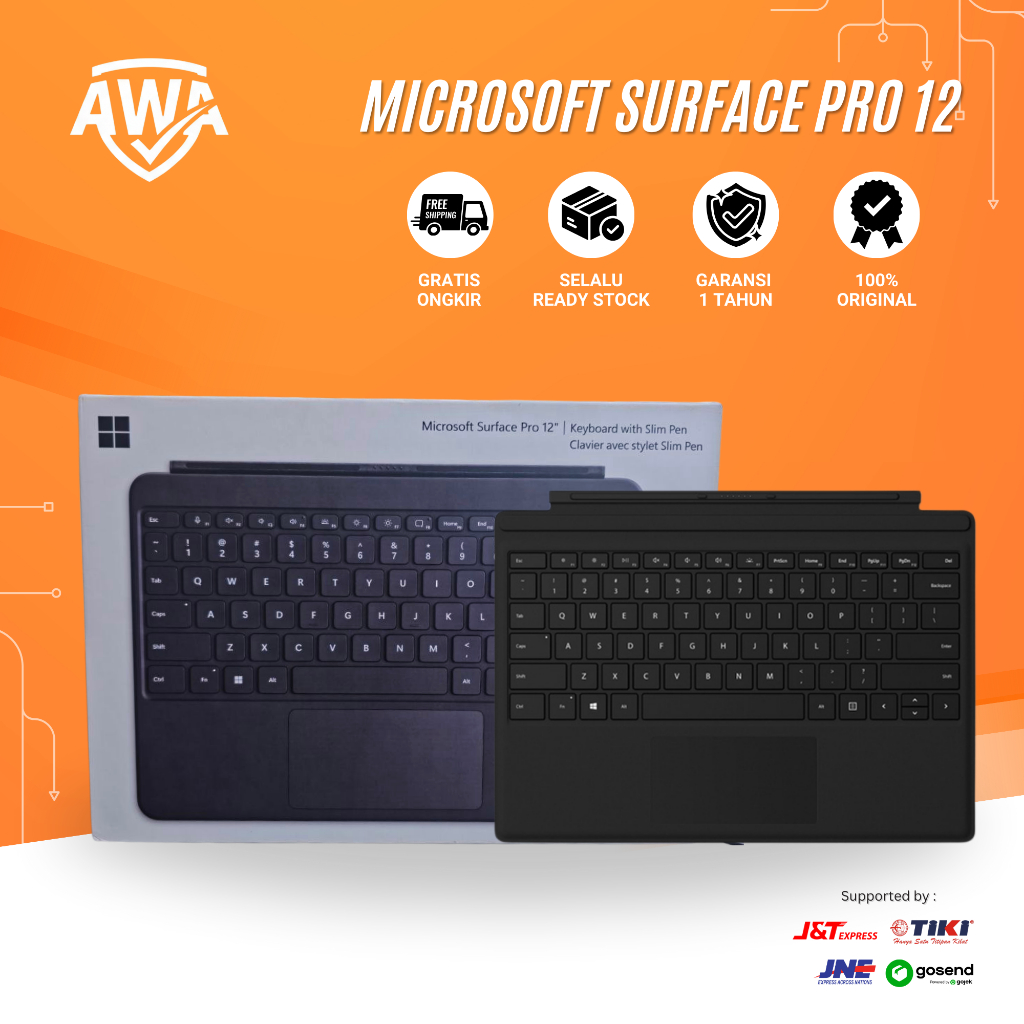 Microsoft Surface Pro 12 Inch Keyboard / Type Cover Keyboard With Slim Pen