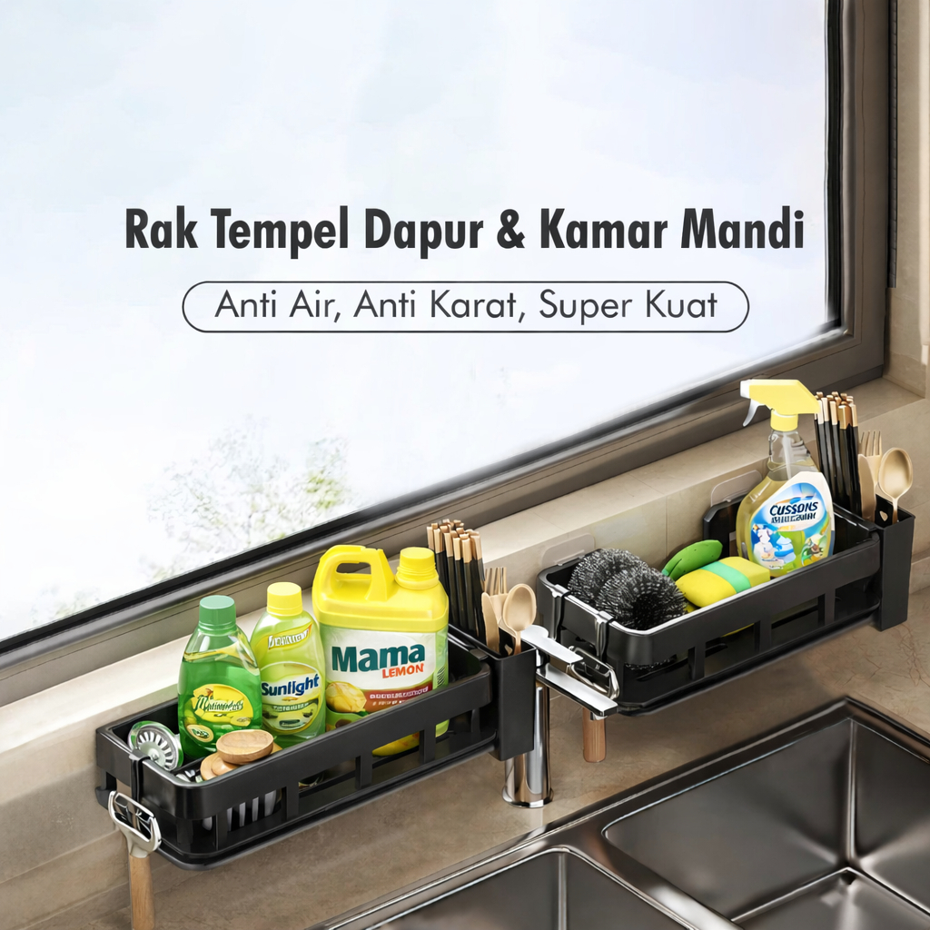 Rak Plastik Kamar Mandi & Gantungan Lap - Rak Plastik Bumbu Dapur Tanpa Bor - Rak Plastik Serbaguna