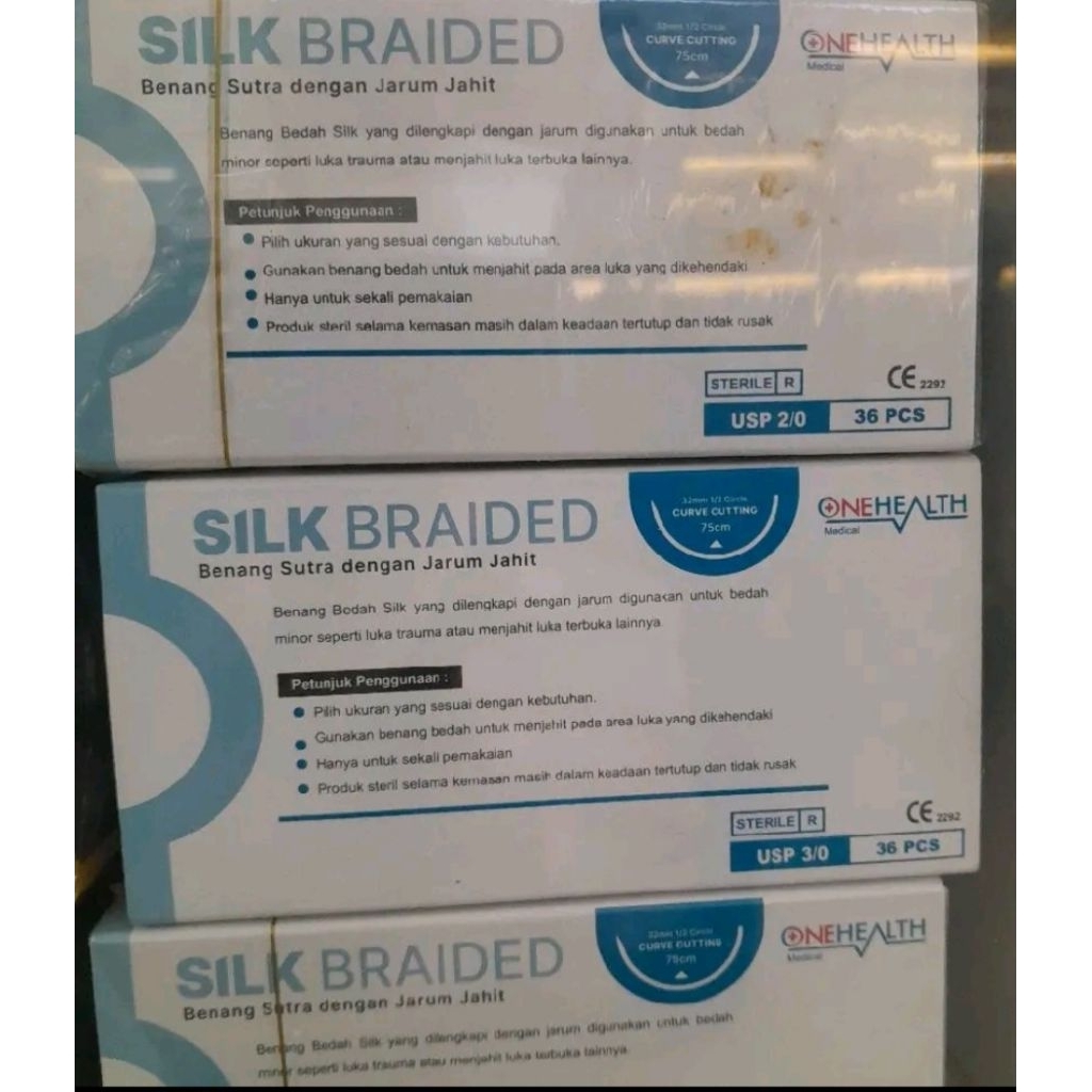 silk braided onehealth / silk braided 3/0 / silk braided curve / catgut / benang khitan
