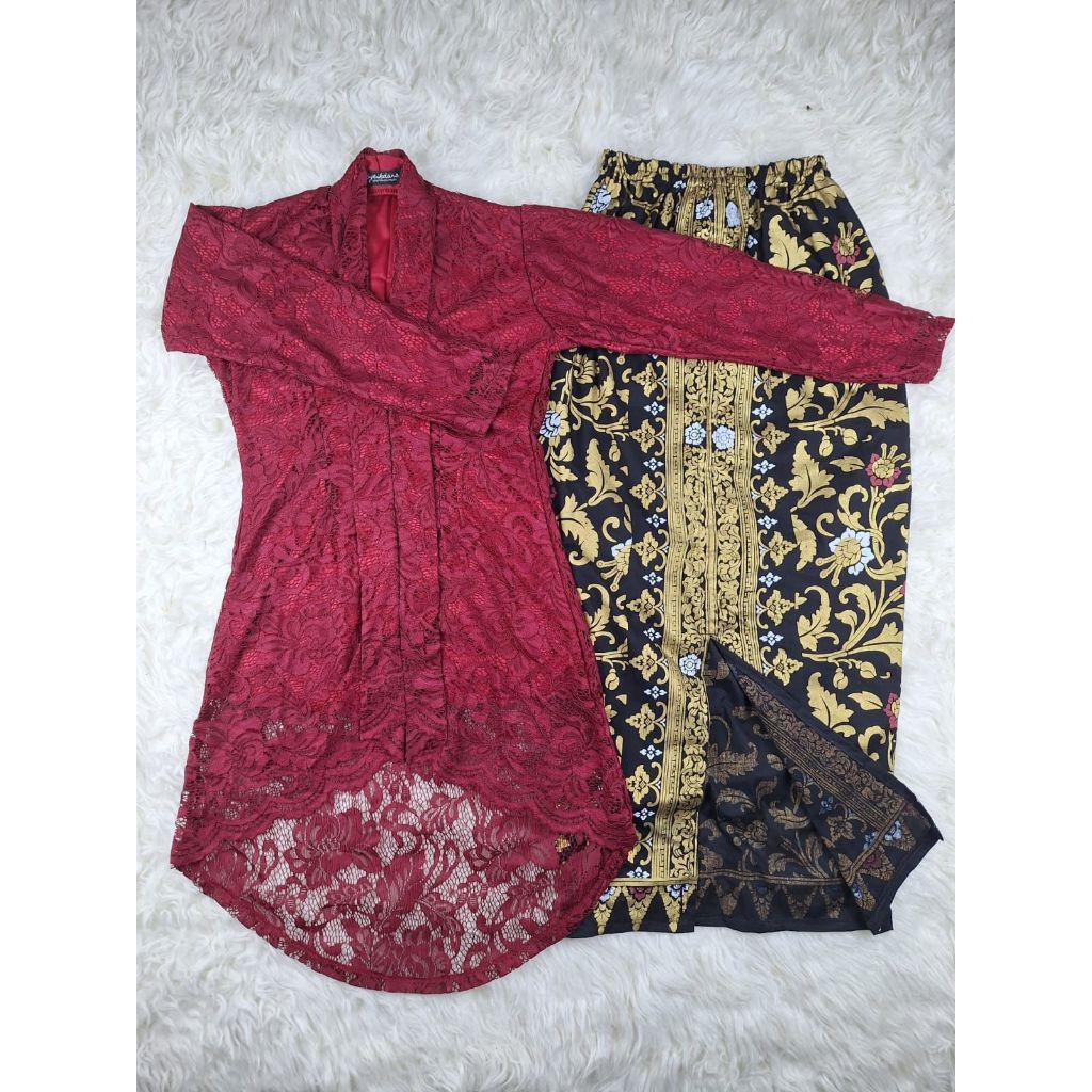 Setelan Kebaya Brokat Modern Baju Brukat Pesta Kondangan Model Duyung Lengan Panjang Furing Dalam On