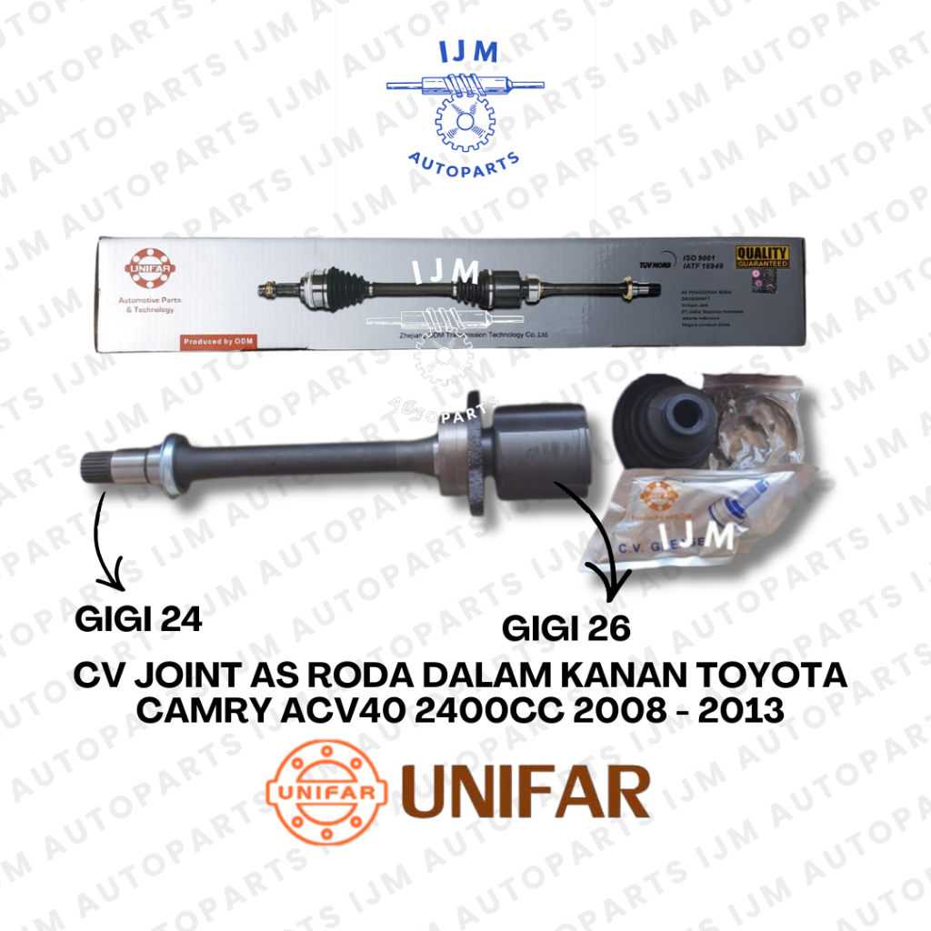CV Joint As Roda Dalam Kanan Toyota Camry ACV40 2400cc 2008 - 2013 Unifar